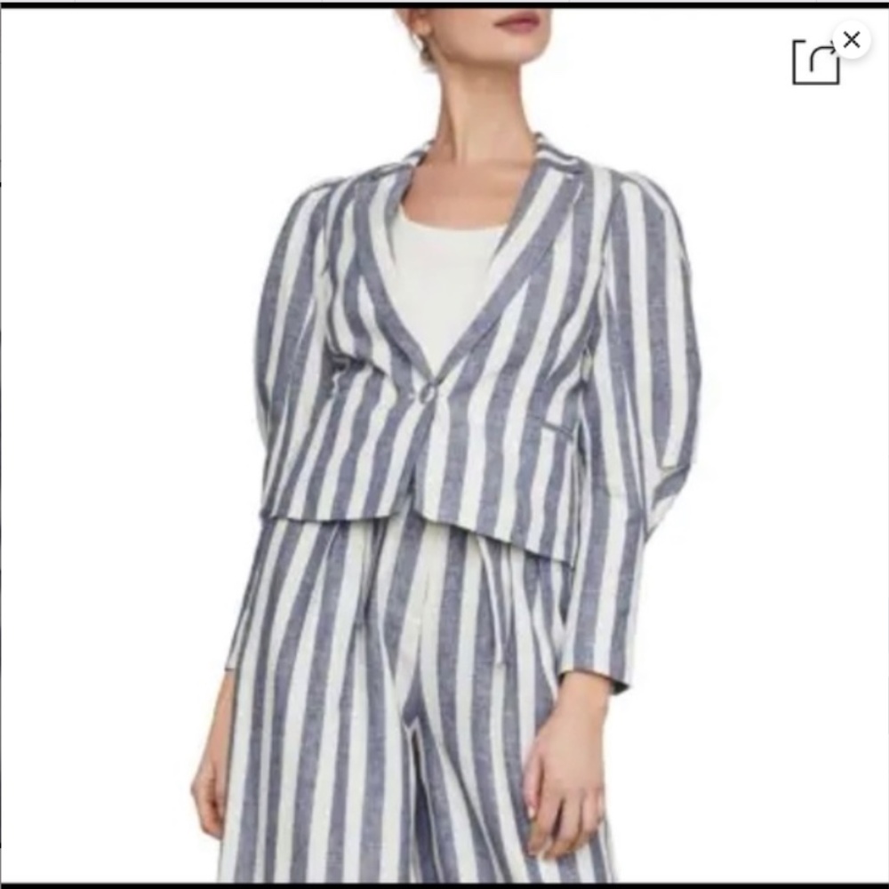 BCBG Max Azria Striped Linen Blazer